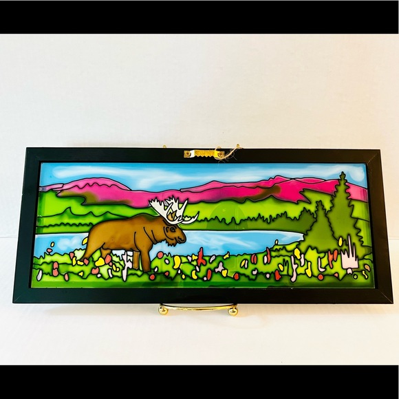 Art Studio Company Framed Glass Moose by The Lake - Picture 8 of 9